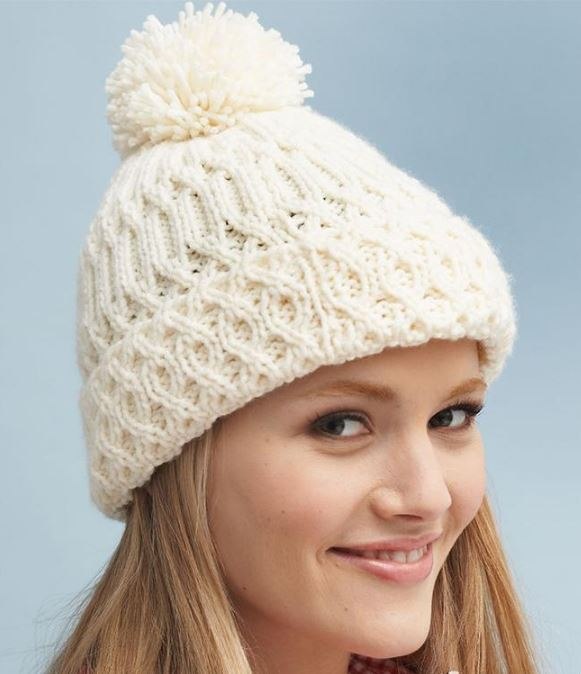 Как связать теплую зимнюю красивую шапку спицами с красивым узором для девушки