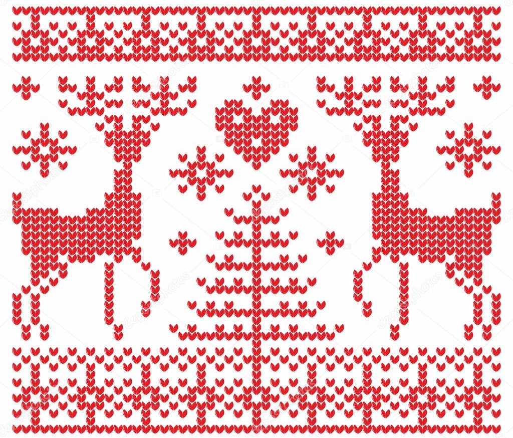 новогодний узор для свитера олени